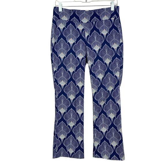J. McLaughlin Pants - J McLaughlin Kick Flare Pants Pull On Blue White Cropped Women's 6 - Flaw